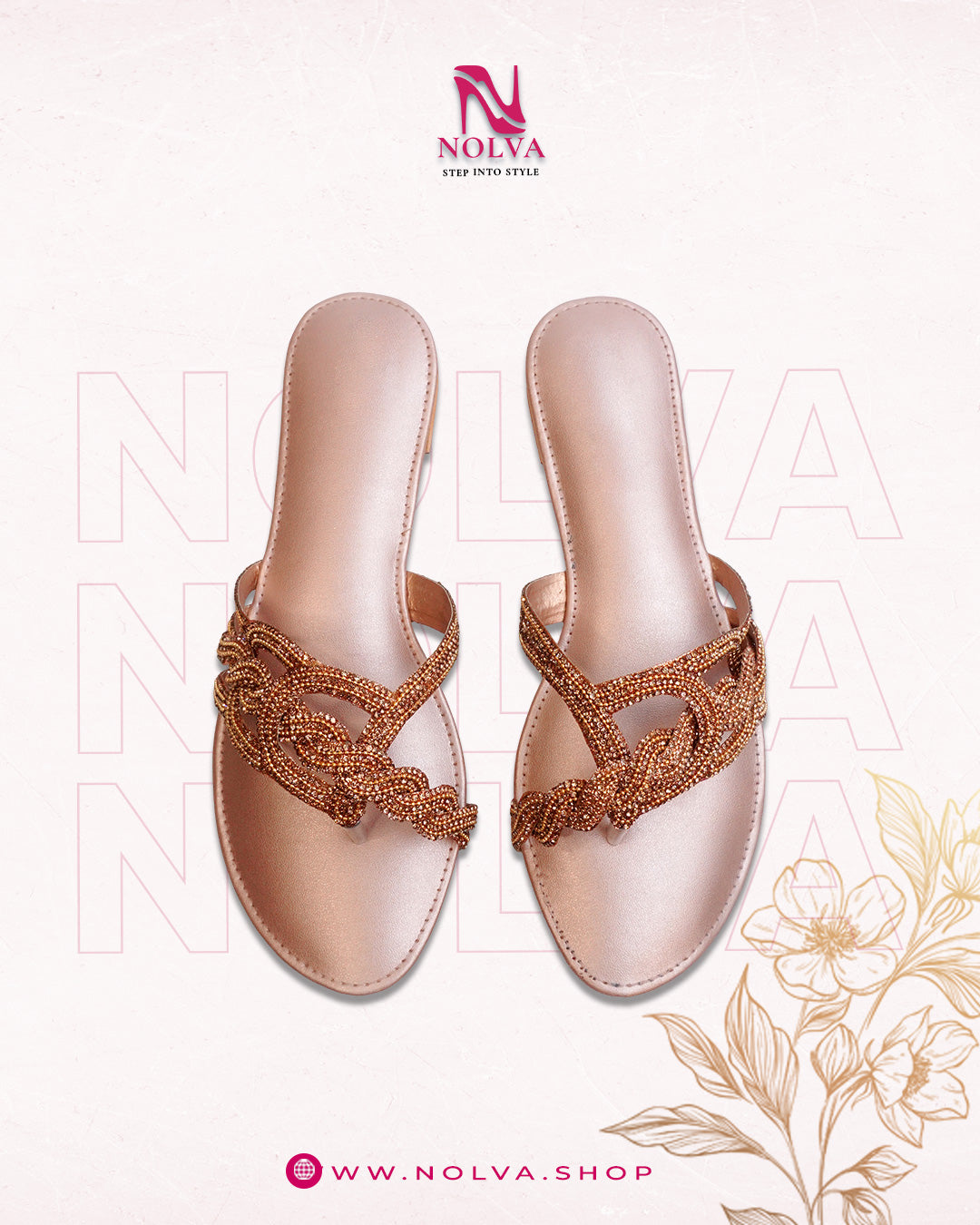 Golden Designer Women Sandals | Party Wear Luxury Flat Sandals