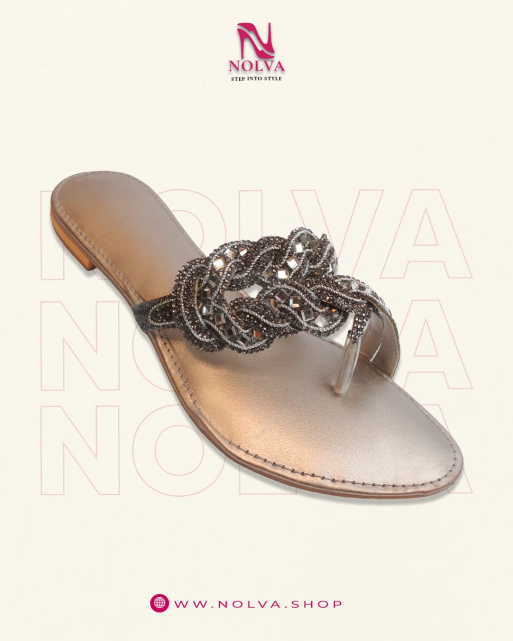 Silver embellished flat chappal for women with stone detailing – stylish festive and party wear footwear