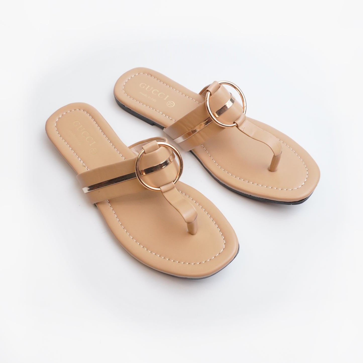 Black ladies sandals with golden buckle – Stylish casual flat sandals for women online Pakistan Nolva