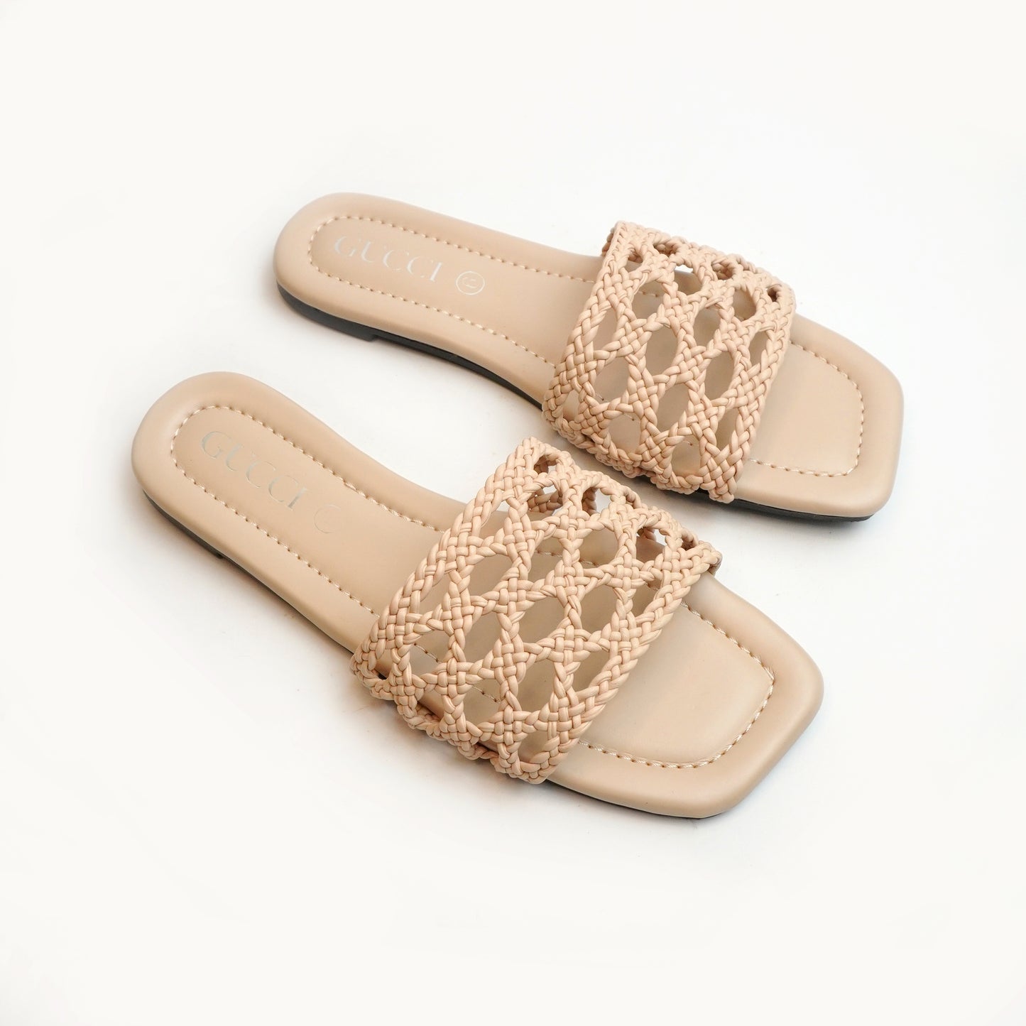 Nolva Women Bills beige flats with woven braided strap – stylish and comfortable women’s summer footwear