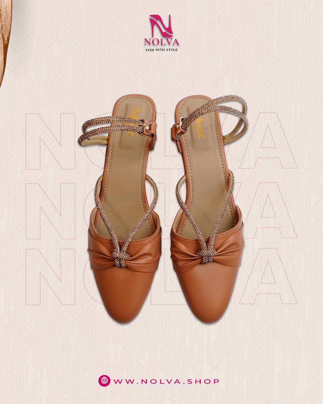 Women’s brown strappy sandals with embellished straps and knot front – stylish casual and party wear footwear