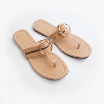 Black ladies sandals with golden buckle – Stylish casual flat sandals for women online Pakistan Nolva