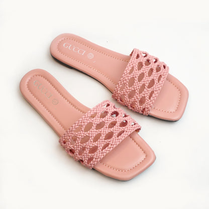 Nolva Women Bills beige flats with woven braided strap – stylish and comfortable women’s summer footwear